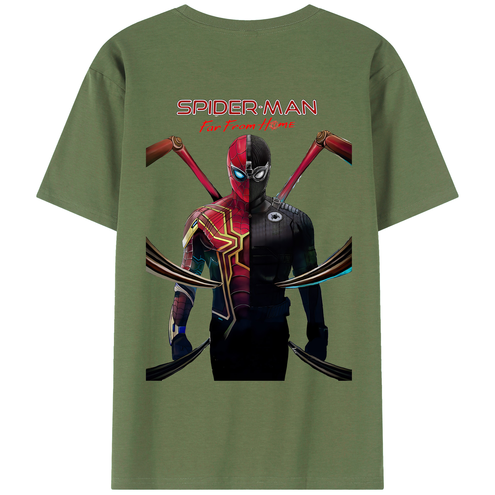 （画像用） Spider Man スパイダーマン 綿100％ メンズ半袖Tシャツ（バックプリント） 通気性